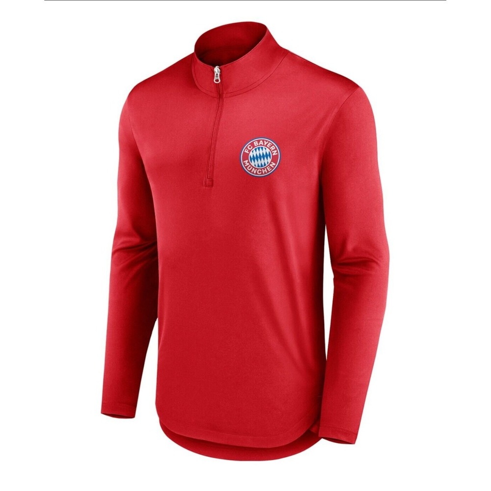 New Men's L Fanatics Branded Red Bayern Munich Logo Iconic Quarter-Zip Jacket